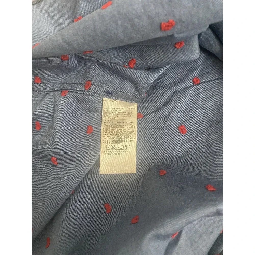 Banana Republic Mens Button Down Short‎ Sleeve Shirt Size XL Navy With Red Stars